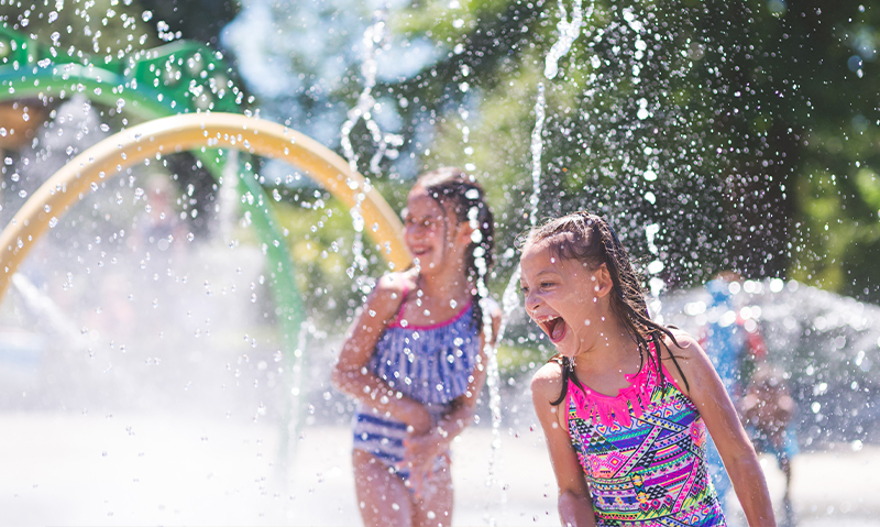 Kids playing at splash park